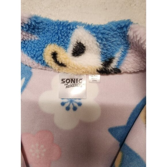 Sonic The Hedgehog Fleece Pullover Jacket XL Pink Blue Floral Cartoon Print - Picture 3 of 4
